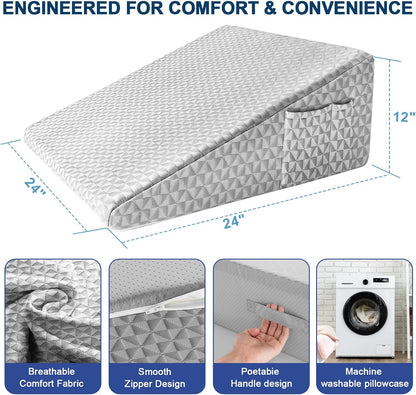 8" Leg Elevation Pillow, Memory Foam Wedge Pillow for Leg & Knee Support