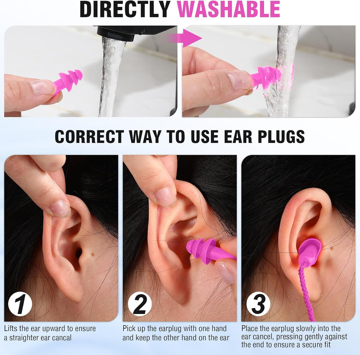 Tondiamo 200 Pairs Ear Plug Bulk with Cord Reusable Silicone, Fresh