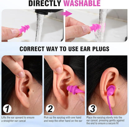 Tondiamo 200 Pairs Ear Plug Bulk with Cord Reusable Silicone, Fresh