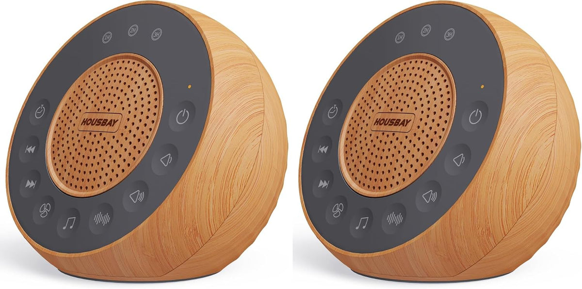 Housbay White Noise Machine with 31 Soothing Sounds, 5W Loud Stereo Sound, Auto-Off Timer, Adjustable Volume, Sleep Sound Machine for Baby, Kid, Adult -Wood Grain