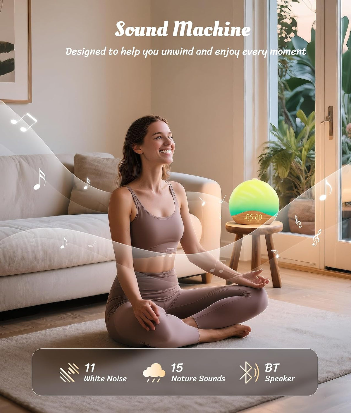 ecozy Sunrise Alarm Clock for Bedroom, White Noise Sound Machine