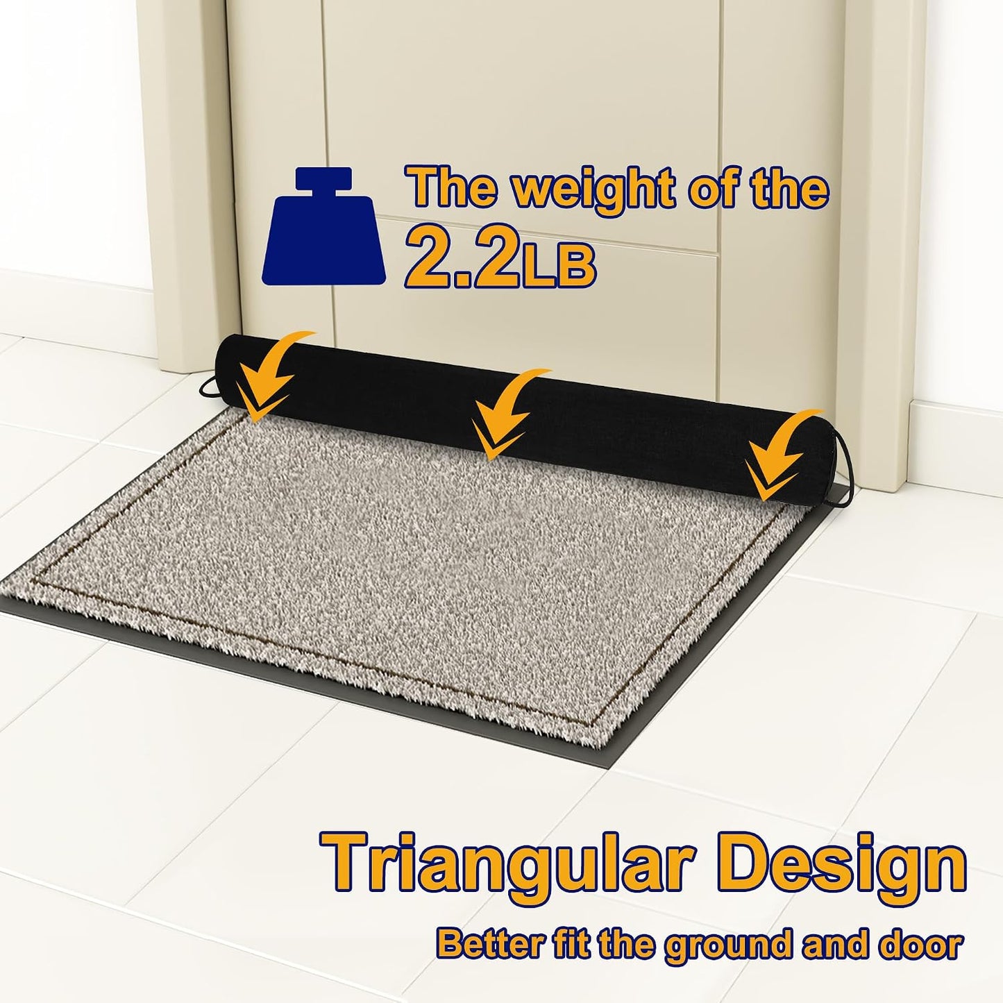 NABOWAN 30" Weighted Under Door Draft Stopper -Triangular Door Draft Blocker with Hook Loops for Easy Install, Save Energy, Home Room Essentials