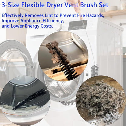 Dryer Vent Cleaner Kit, 17" 28" 47" Flexible Dryer Lint Brush, 5PCS | Refrigerator Coil Cleaning Brush, Crevice & Radiator Brush for Lint Trap, Fan, Pet Hair, Dryer Vent and Appliance Cleaning