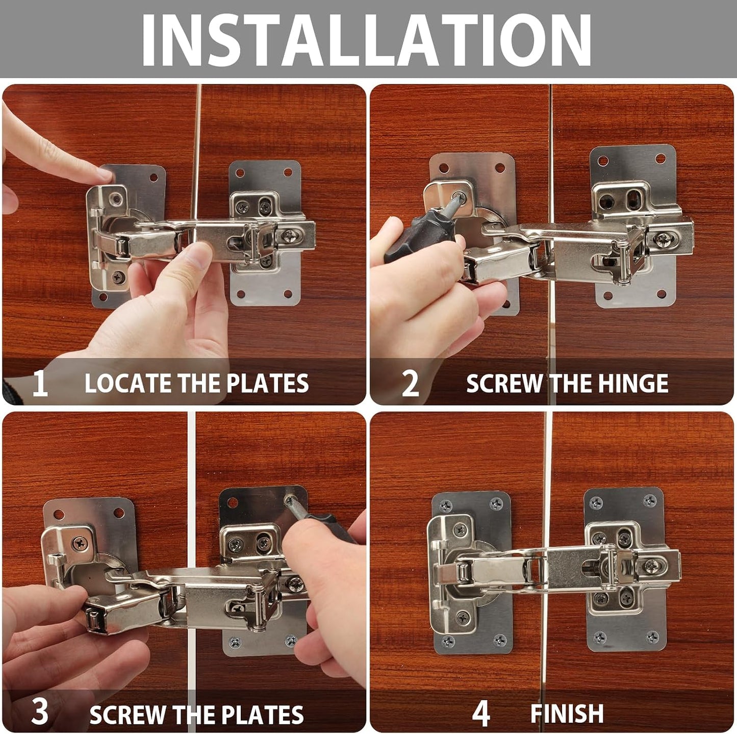 Cabinet Hinge Repair Plate Kit, 12Pcs Hinges Repair Fixing Plates | Stainless Steel for Kitchen Cupboard Door Replacement Rust Resistant With Mounting Screw