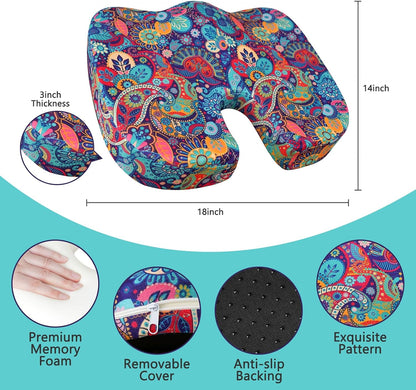 Tailbone Pain Relief Cushion, Memory Foam Seat Cushion for Coccyx Sciatica Pain Pressure Relief Office Desk Chair