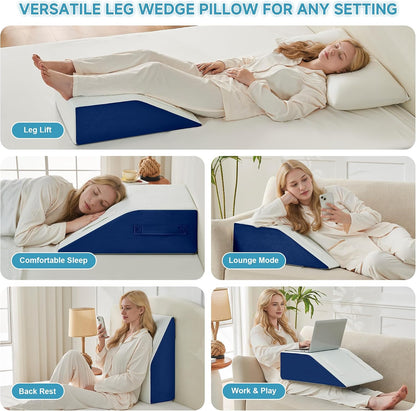 Yojoker Leg Elevation Pillows for Swelling, Memory Foam Wedge Pillow for Legs Blood Circulation, Leg Elevation Pillows for After Surgery, Knee Wedge Pillow for Sleeping Back Hip Ankles Relief