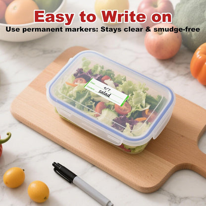 Removable Freezer Labels with Dispenser, 1" x 3", 1 Box (Red) | Writable, remove no residue, waterproof & oilproof, easy peel-off design, 300 labels per box, for meal prep containers