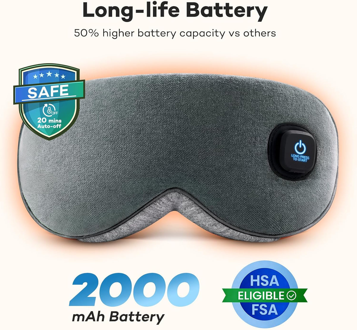 Ezona Heated Eye Mask, Cotton Cordless Warm Eye Compress Mask for Dry Eyes