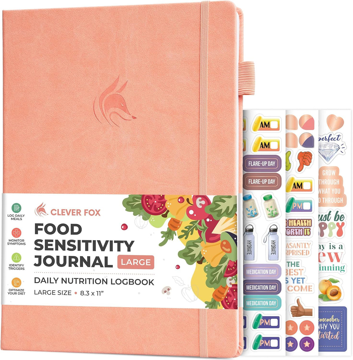 Clever Fox Food Sensitivity Journal & Symptom Diary, 8.5x11 Purple