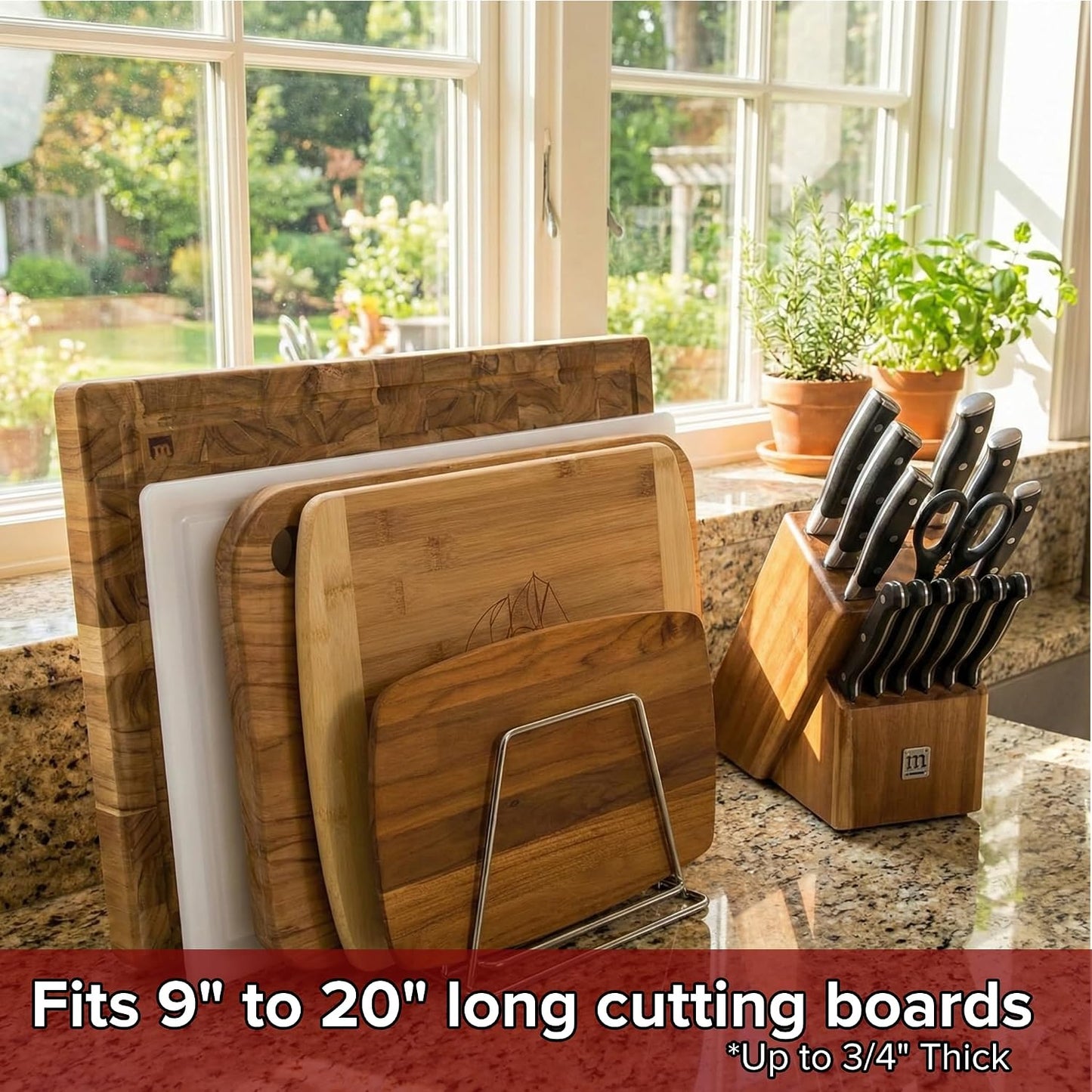 Commercial Cutting Board Rack, Fits 1" Thick Baking Pans and Sheets for Organizer - NSF Stainless Steel, Holds 6 Boards