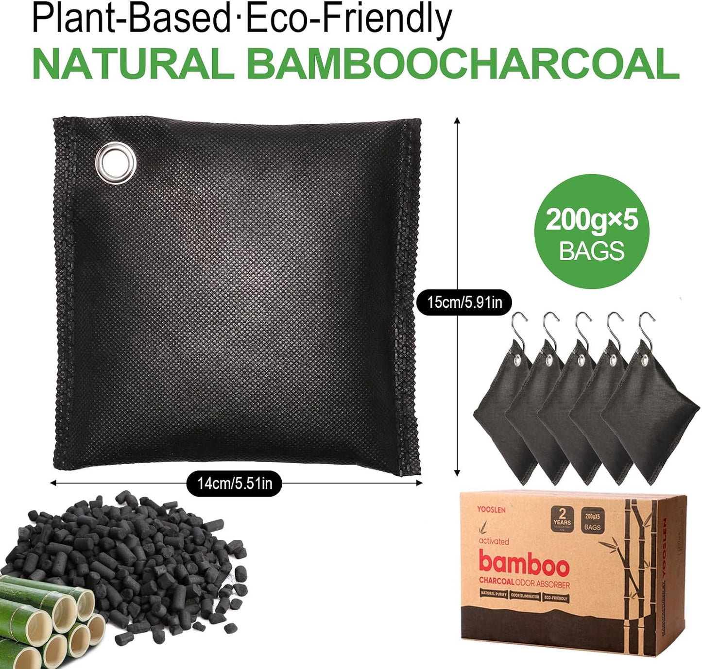 Activated Charcoal Odor Absorber, 10 Pack Natural Shoe Odor Eliminator, Bamboo Charcoal Air Purifying Bags, Sneaker Deodorizer and Moisture Absorbers for Clean Footwear, Shoe Odor Remover