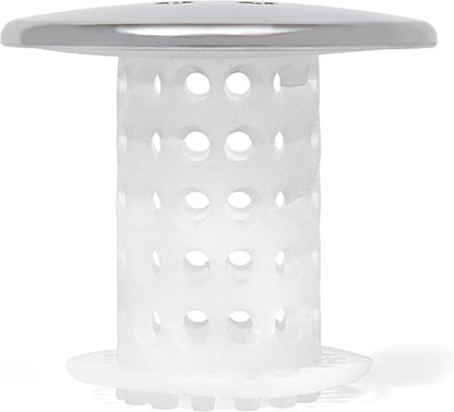 TubShroom Bathtub Drain Protector and Hair Catcher - 2 Pack, Chrome - Fits 1.5" - 1.75" Bathtub and Shower Drains