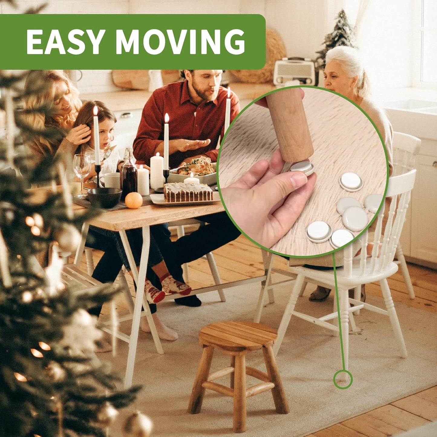 Furniture Sliders for Carpet 8 PCS - 3 1/2" Beige | Furniture Moving Sliders, Chair Leg Floor Protectors, Carpet Sliders for Furniture - Move Your Furniture Easily & Safely