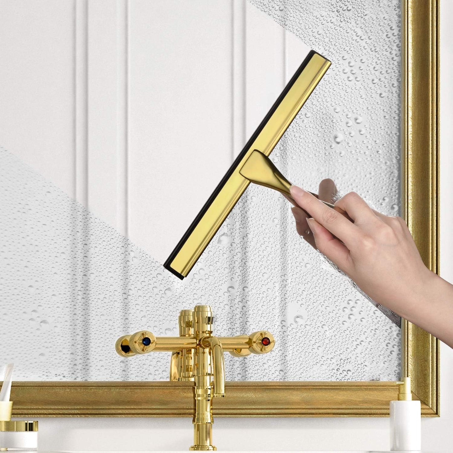 Hiware All-Purpose Shower Squeegee for Shower Doors, Bathroom, Window and Car Glass - Stainless Steel, 10 Inches