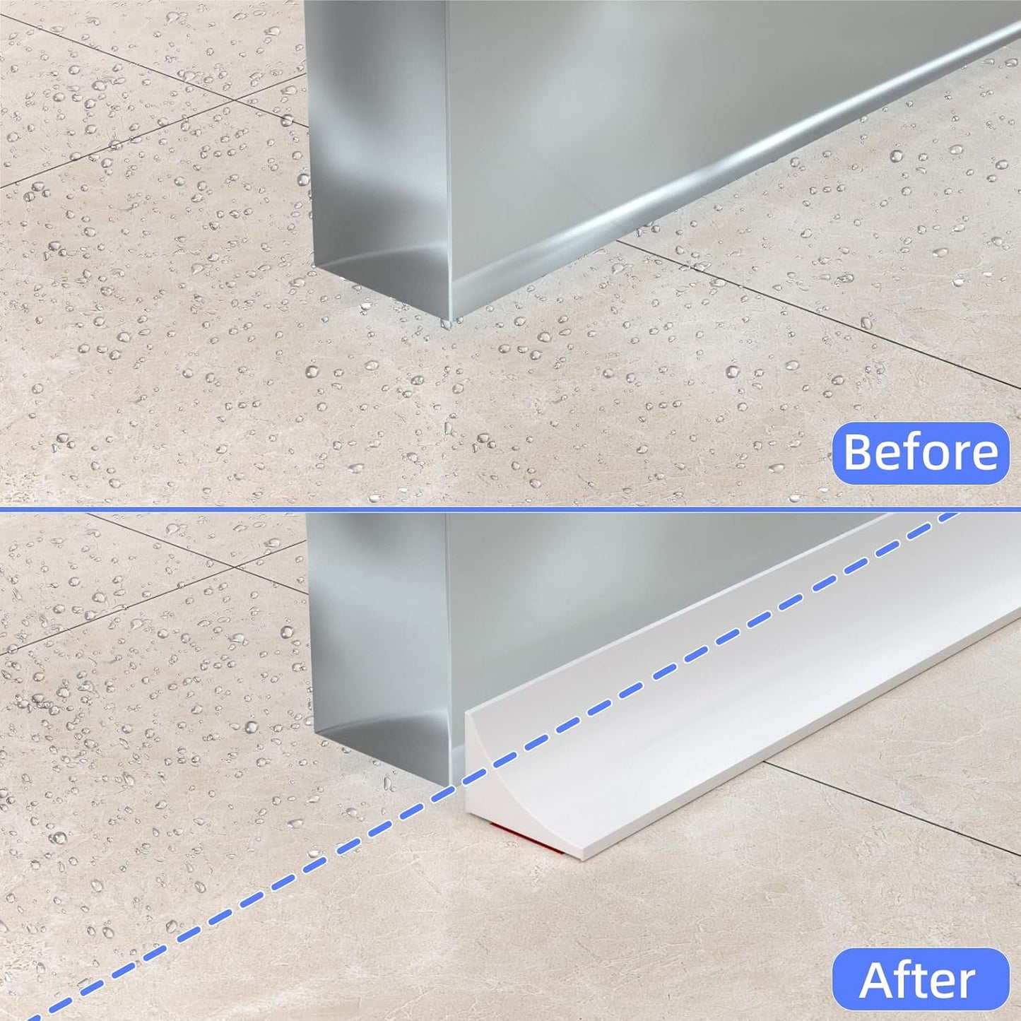 39 Inch Shower Threshold Water Dam Barrier,Transparent | Flexible Silicone Shower Door Bottom Seal for Water Stopper,Self Adhesive Water Blocker for Bathtub Countertop
