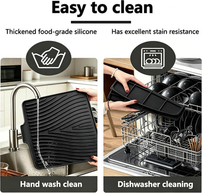 Kitchen Sink Splash Guard Gen2-30" x 6'' Silicone Sink Mat Splash Guard fit for Countertop, Bathroom,Farmhouse,RV by EBIGIC (Grey)