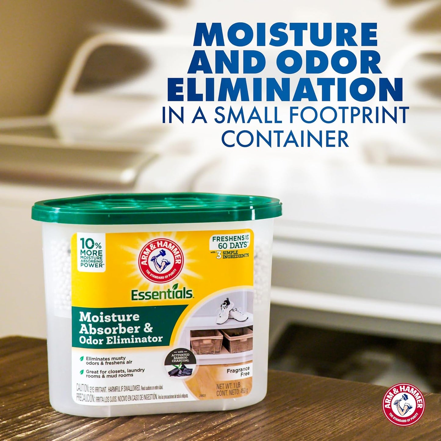 Arm & Hammer Fragrance Free Refillable Moisture Absorber and Odor Eliminator 14 oz. Tub