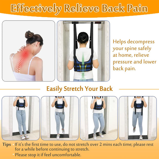 Back Stretcher, Lumbar Traction Device, Spine Decompression Belt for Pain Relief, Spinal Back Stretcher Belt, Thoracic Spinal Decompression Harness, Portable Stretching Device (Medium)