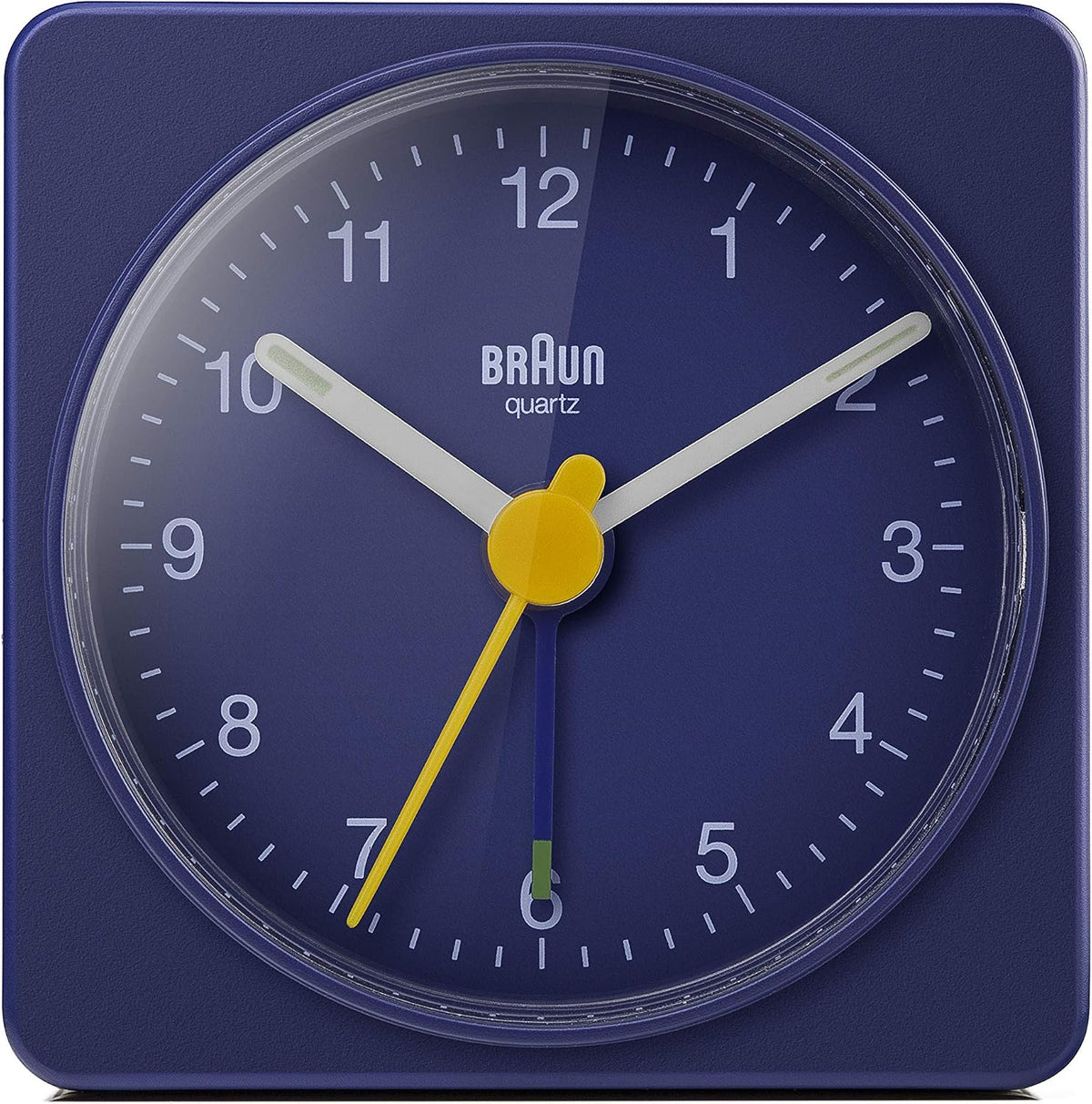 Braun Classic Travel Analogue Alarm Clock with Snooze and Light, Compact Size, Quiet Quartz Movement, Crescendo Beep Alarm in Black and White, Model BC02XBW.