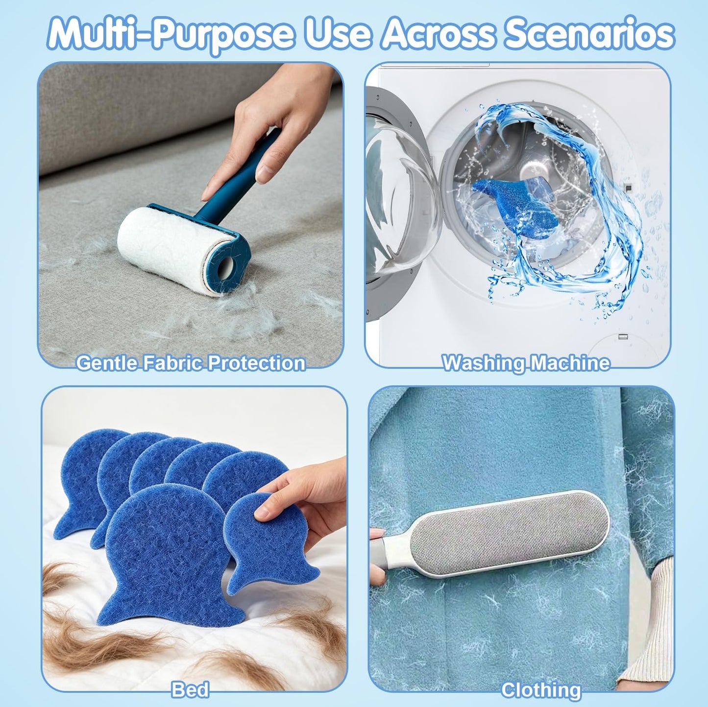 8 Pcs Pet Hair Remover for Laundry,Reusable Dog & Cat Hair Catcher Tool,Effectively Removes Fur,Lint and Dander from Clothing and Bedding,Safe for Washing Machines and Dryers