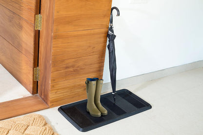 IRONGATE Heavy Duty Big Foot Boot Tray - Set of 2 Indoor/Outdoor Use 100% Rubber All Weather Shoe Mat - Multi-Purpose Entryway/Garage/Pet Feeding/Painting Project Clean Ups - 16x32 - Black