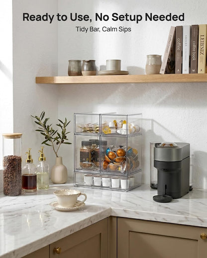 Vtopmart Clear Stackable Storage Drawers Set of 6, Plastic Organizer Bins | Multi-purpose Boxes for Bathroom Accessories Storage, Ideal for Cabinet, Shelf, Pantry, Laundry Room Organization
