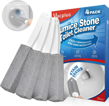 Vacplus Toilet Brush, 2 Pack, 100% Pumice Stone, Long Handle | Toilet Bowl Cleaner, Pool, Bathroom Sink, Removes Limescale Rust