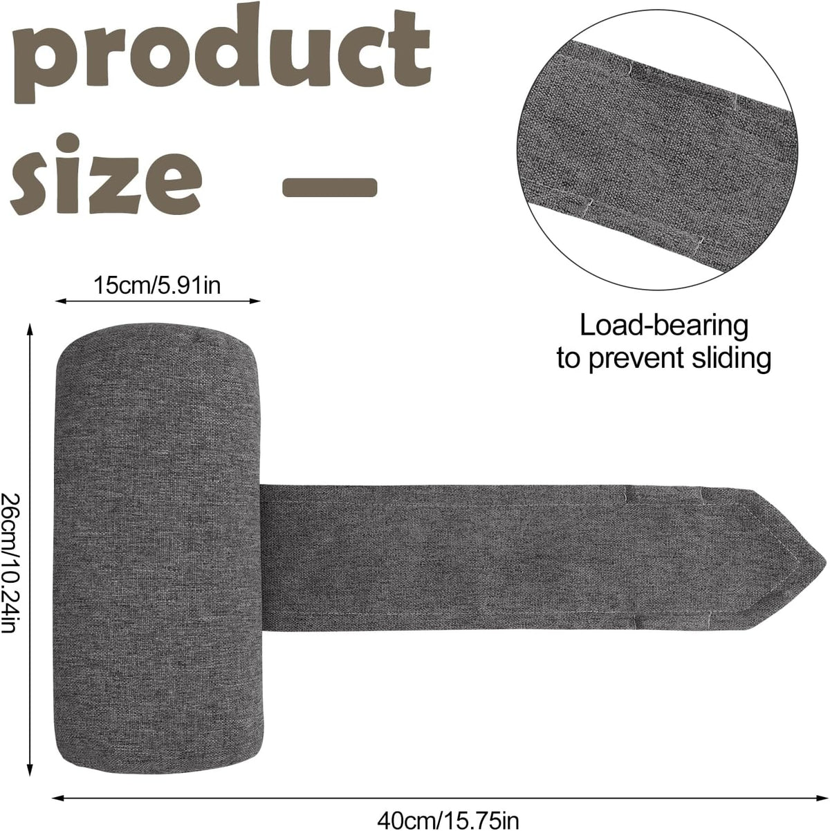 Marsui 2 Pcs Chaise Lounge Headrest Pillow Beach Chair Pillow for Adult Outdoor All Weather Patio Swim Pool Sunbathing Recliner Neck Rest Cushion Supplies with Non Slip Weighted Tail(Dark Grey)