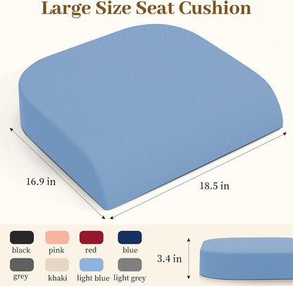 TranquilRelax Memory Foam Seat Cushion for Office Chair, 3-Inch, Black | Medium-firm Support for Long Sitting, Washable Mesh Cover, Non-slip Base, Perfect for Car Seats & Short Drivers