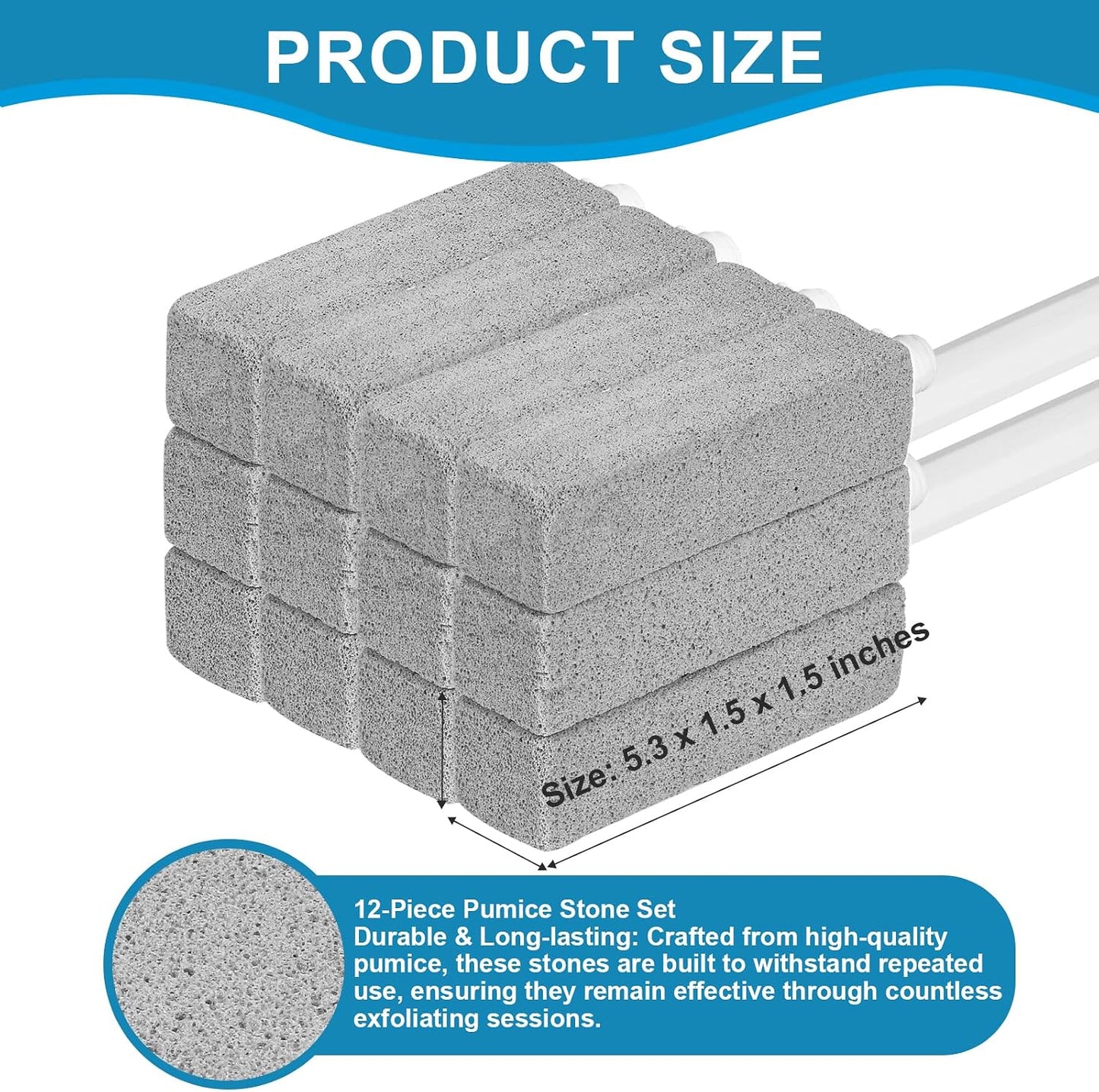 3 Packs Pumice Cleaning Stone with Extra Long Handle, Pumice Stone for Toilet Bowl Clean for Cleaning Toilets, Bathtubs, Grills, Swimming Pools, Sinks