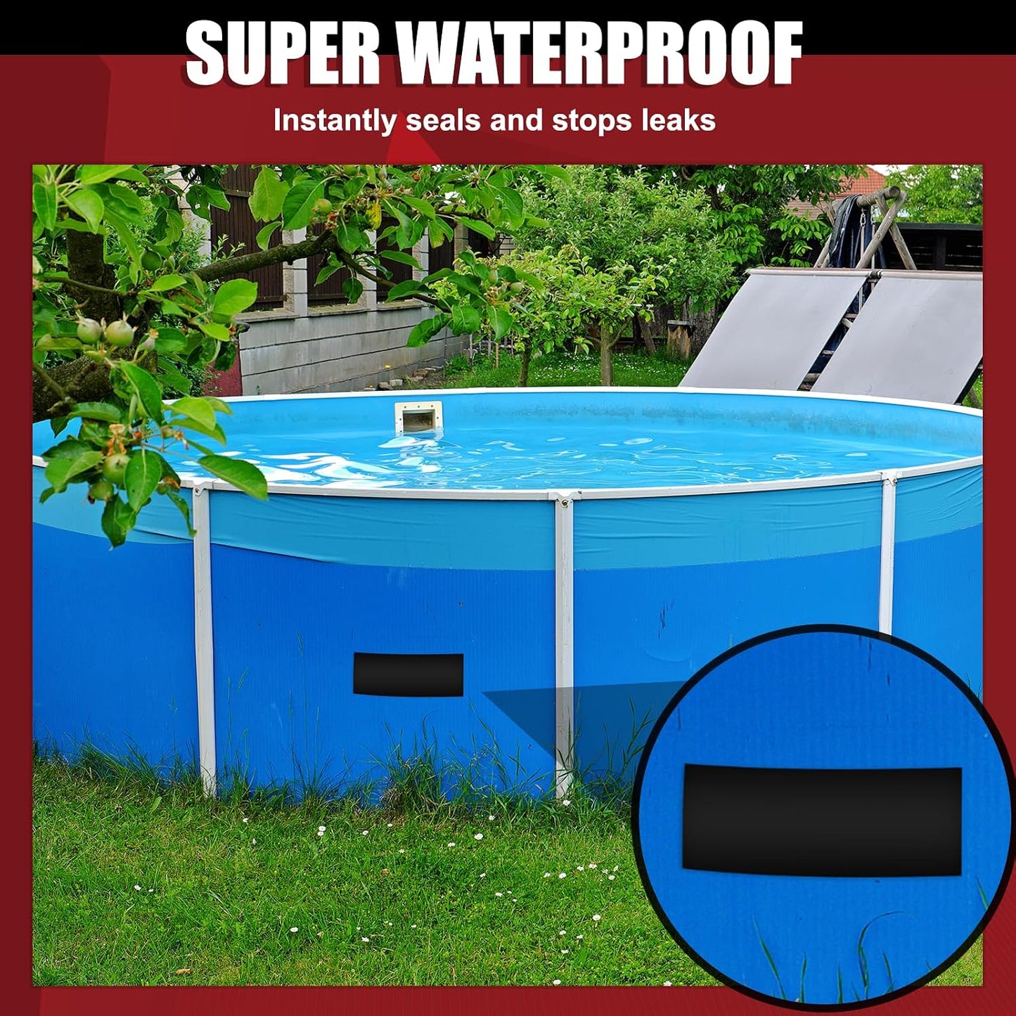 Waterproof Tape Black, Seal Repair for Roofs, Pool Liners & Pipes, 4"x10FT | Heavy Duty Rubberized Active Leaks, - All-Weather Emergency Patch Tool for Homeowners & Campers, Easy to Apply, Durable