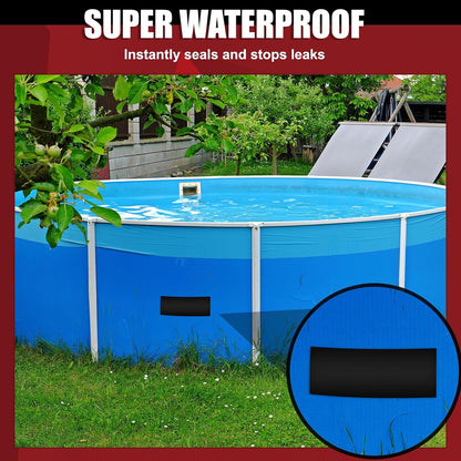 Waterproof Tape Black, Seal Repair for Roofs, Pool Liners & Pipes, 4"x10FT | Heavy Duty Rubberized Active Leaks, - All-Weather Emergency Patch Tool for Homeowners & Campers, Easy to Apply, Durable