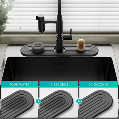 Stone Faucet Mat for Kitchen Sink – Diatomite Fast-Drying Stone Tray, Faucet Mat Sink Splash Guard, Decorative Sink Protector for Kitchen Bathroom Counter (Light Grey, 20''x3.9'')
