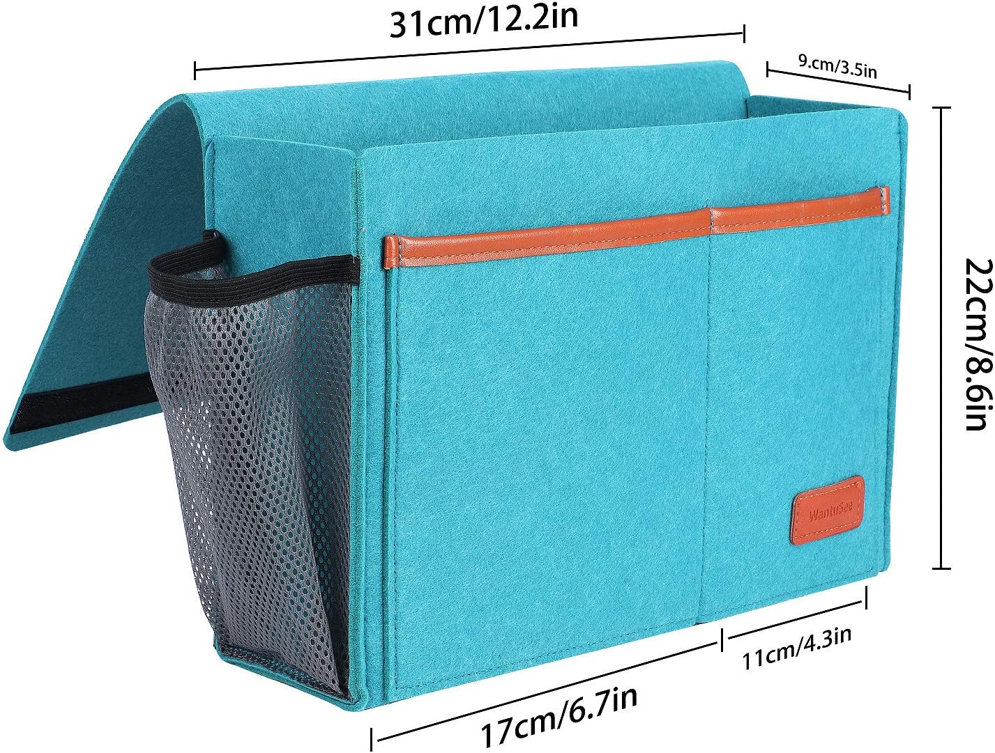 Bedside Caddy, Felt Bed Storage Organizer Hanging Bag Holder with 5 Pockets, Magazine Book Phone Tablet iPad Cables Remote and Water Bottle Holder for Home Dorm Bed Sofa, Light Gray