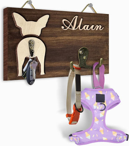 Dog Leash Holder Wall Mount, Pet Harness Hanger with Scrabble Letters, Dog Collar Organizer for Entryway, Memorial Cat Leash Holder for Wall, Pet Loss Gifts, Keepsake, Home Decor PF212-NAT