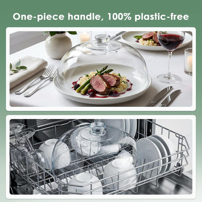 Glass Microwave Splatter Cover for Food, 10 Inch | One-Piece Integrated Handle Dome Design, Heavy-Duty Food Guard with Heat-Resistant Silicone Anti-Scald Cap, BPA-Free
