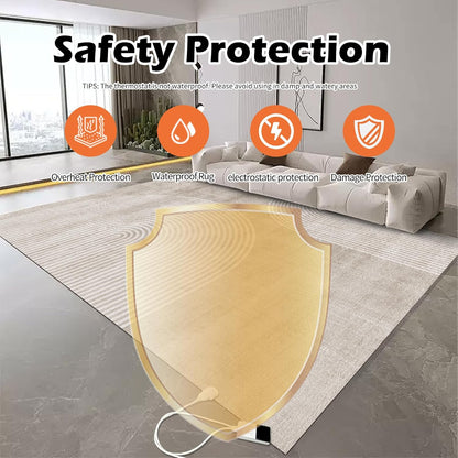 Electric Heated Carpet 35x55in Soft Plush Heating Rug 450W CX | Instant Warmth in 30s, 60 Heat Levels 12h Timer, Energy Efficient Safety Protection Ideal for Home Office Playroom 120V