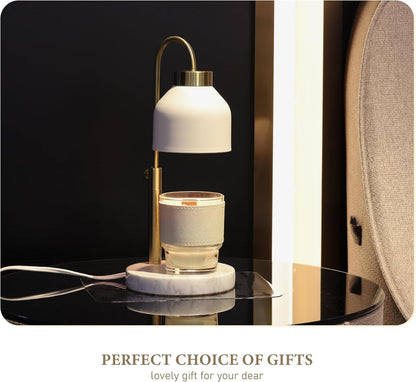 AIKUT Candle Warmer Lamp, with 2 Bulbs,Timer & Dimmer,Compatible with Large Yankee Candle Jars,3 Wick Candles,Height Adjustable Electric Top Melter,110-120v, (Black Marble)