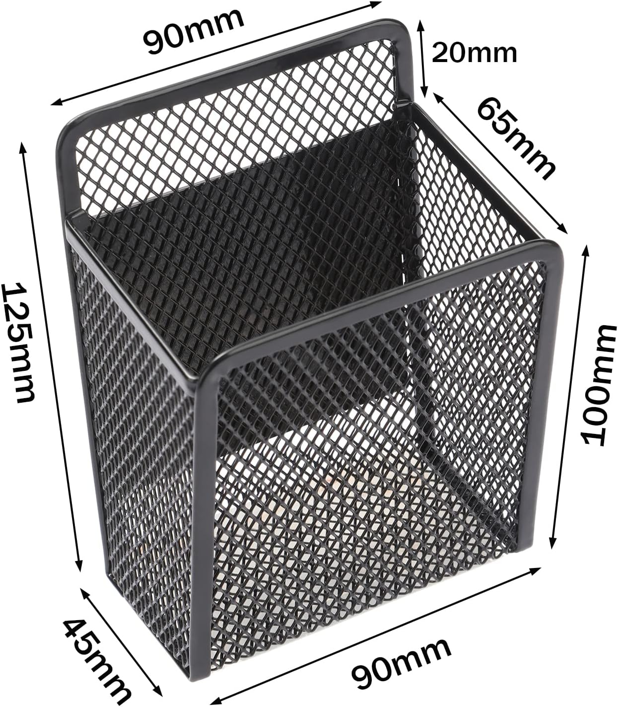 Magnetic Pencil Holder - Extra Strong Magnets Mesh Marker Holder | Perfect for Whiteboard, Refrigerator and Locker Accessories (1 Baskets, Black)