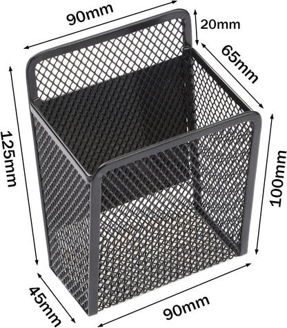 Magnetic Pencil Holder - Extra Strong Magnets Mesh Marker Holder | Perfect for Whiteboard, Refrigerator and Locker Accessories (1 Baskets, Black)