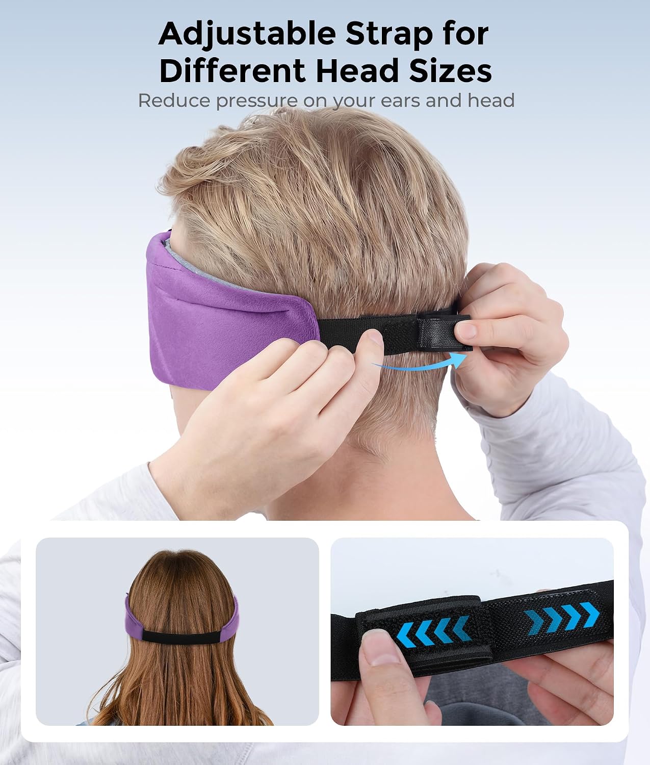 LOVE EYE Sleep Headphones Bluetooth 5.4 Sleeping Eye Mask Wireless Music Earphones with Built-in HD Speakers for Side Sleepers Cotton Sleeping Headphones for Women Men Gifts (Lavender Purple)