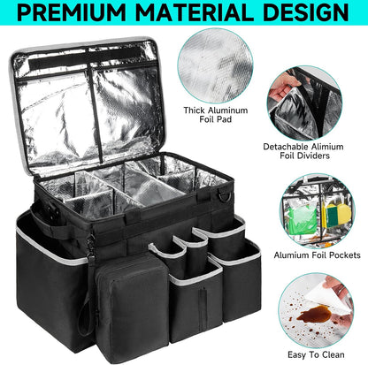 Cleaning Caddy Bag, Extra Large Cleaning Supply Bag for Housekeepers,Black | Sturdy Cleaning Caddy Organizer for Cleaning Supplies with Handle and Adjustable Shouder Strap, Easy to Clean Design