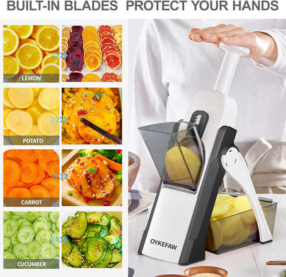 Safe Mandoline Slicer for Kitchen, Potato Slicer for Chips,Vegetable Cutter | Potato Slicer for Chips, 6 in 1 Vegetable slicer with Thickness Adjuster, Faster Kitchen Slicer for Meal Prep (Only Slice)