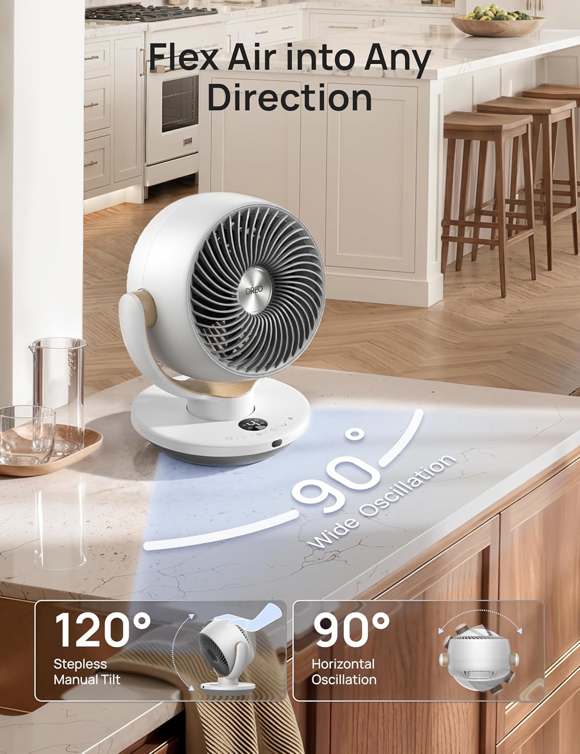 DREO Fan for Bedroom, Desk Air Circulator Fans with Remote, 11 Inch Table Fan for Whole Room, 65ft Powerful Airflow, 120° Vertical Manual and 90° Oscillating, 4 Speeds, 8H Timer, 25dB Quiet, Home
