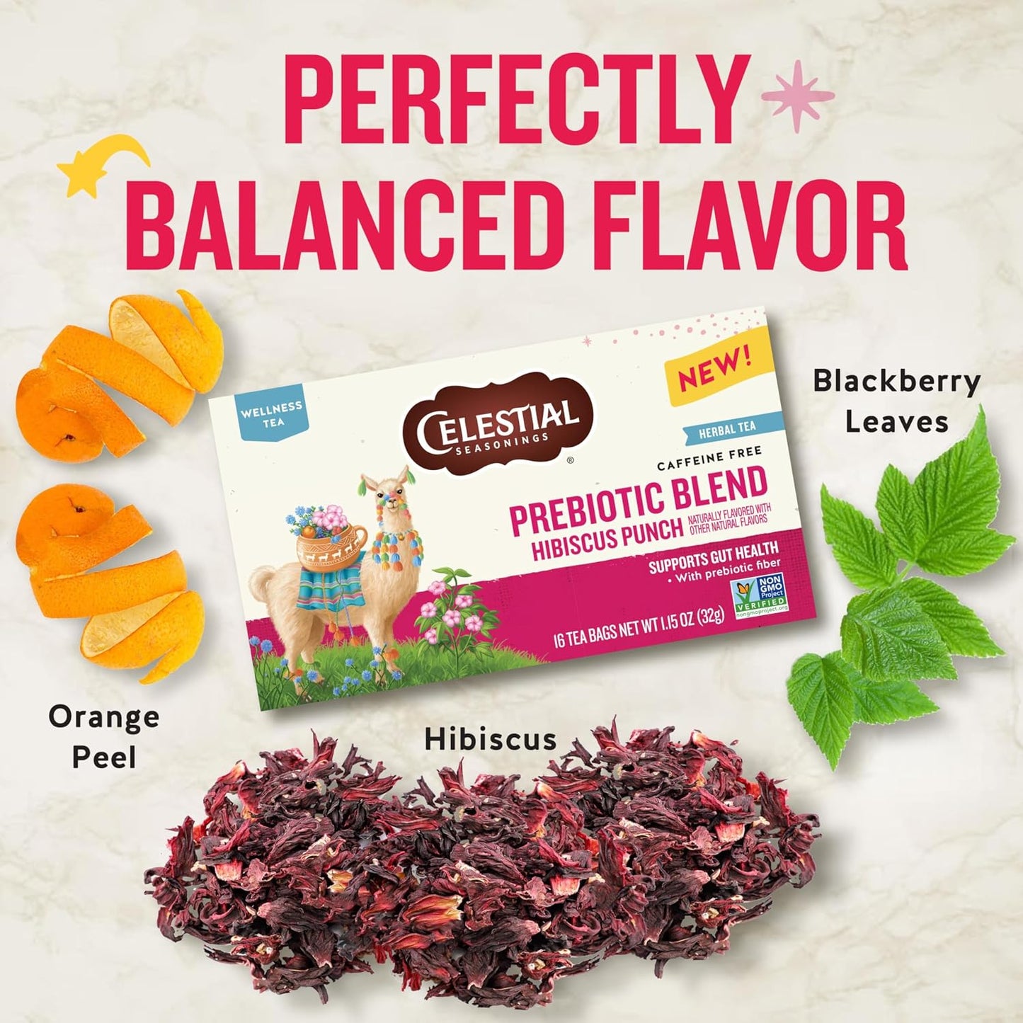 Celestial Seasonings Everyday Wellness Tea Variety Pack, Caffeine Free, 16 Tea Bags Box