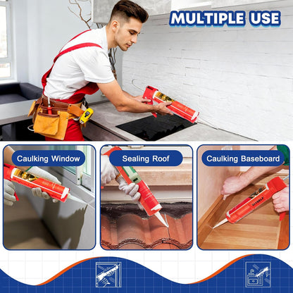 DIYSELF 9 Pack Caulk Gun Kit, Professional Caulking Gun & Remover Tools | Sealant Finishing Tool, Grout Scraper & Silicone Gun for Bathroom, Kitchen, Window, Sink & Tile Sealing, Hand Caulking Gun
