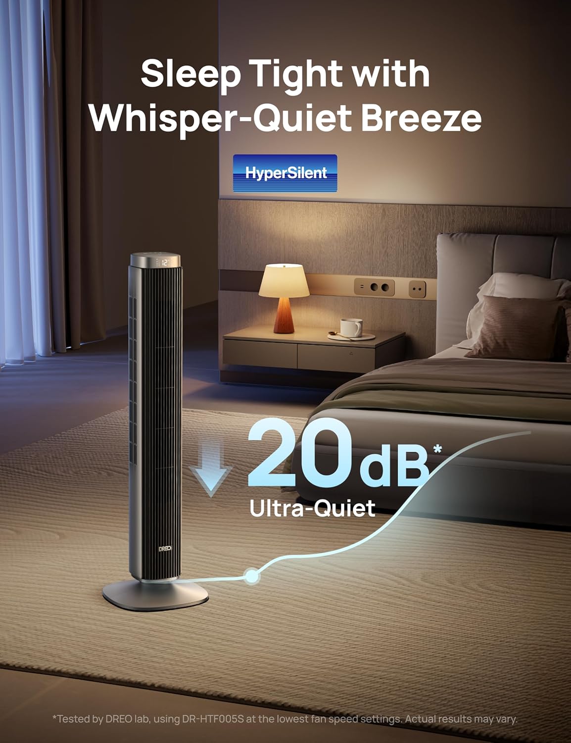 DREO Smart 42'' Tower Fan for Bedroom, 12 Speeds, 20dB Quiet Standing Fan