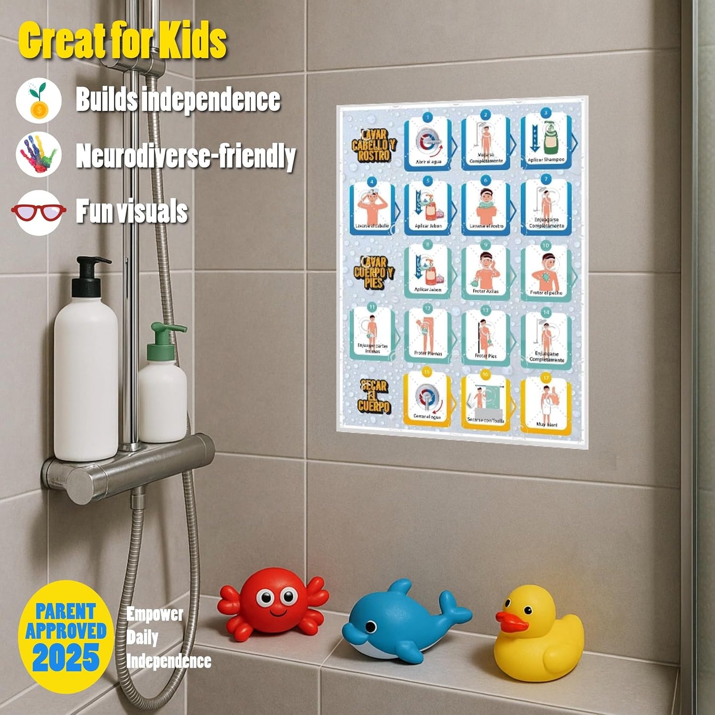 Morning Routine Chart for Kids – Step-by-Step Visual Schedule (9x12 Laminated) | Self-Care Educational Chart for Children, Special Needs & Autism – Morning Routine Support – English
