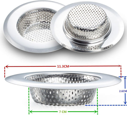 Fengbao 2PCS Kitchen Sink Strainer - Stainless Steel, Large Wide Rim 4.5" Diameter