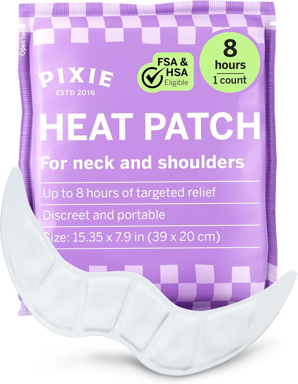 Pixie Heating Pad for Neck & Shoulder Pain Relief – Air Activated Heat Therapy for Muscle Tension, Upper Back Comfort, Custom Fit Contoured Warming Pads – Adhesive Wearable Heat Wrap